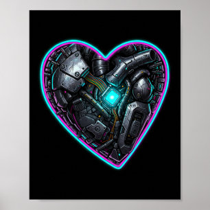 Cyberpunk-hjärta Alla hjärtans dag-puls Poster