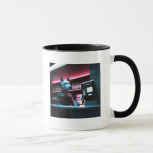Cyberpunk Hund Barista AI Generated Art Mugg