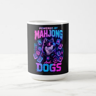 Cyberpunk Husky Neon Mahjong Spelande Hundälskare Kaffemugg