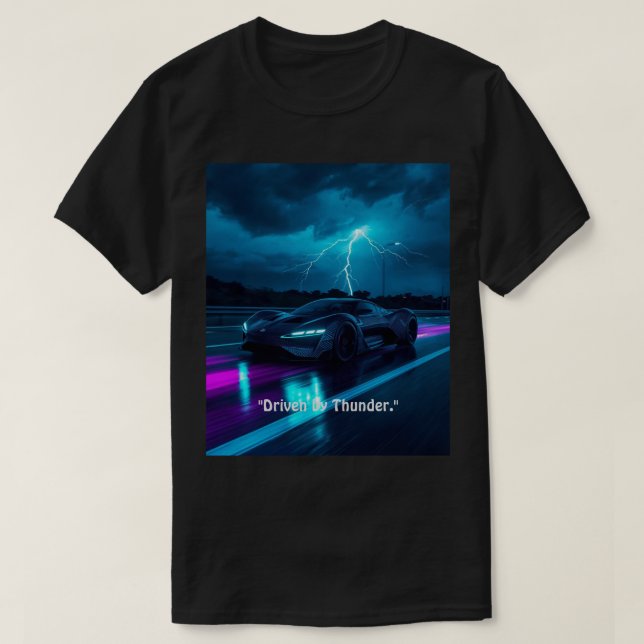 Cyberpunk Hypercar Blixt Storm Neon Grafisk T- T Shirt (Design framsida)