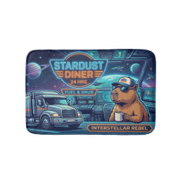 Cyberpunk Kapybara Rymdtruckförare Stardust Diner  Badrumsmatta