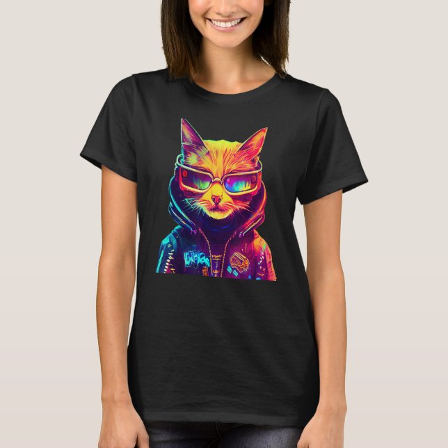 Cyberpunk Kat 6 T Shirt (Framsida)