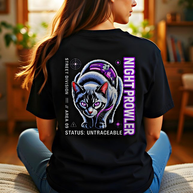 Cyberpunk Katt Affisch – Nattlig Rånare Present T Shirt (Skapare uppladdad)