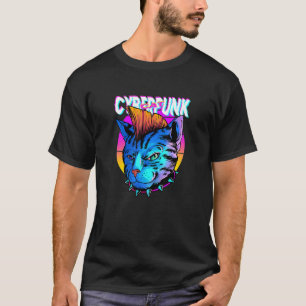 Cyberpunk Katt Cyborg Kattunge Futuristisk Katt K T Shirt