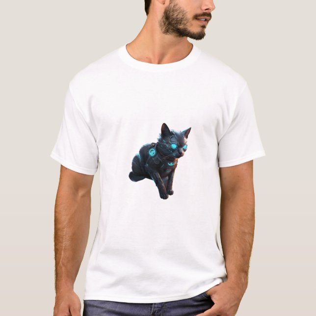 🐱 🚀 Cyberpunk Katt - Futuristiska T-shirt 🌆 (Framsida)