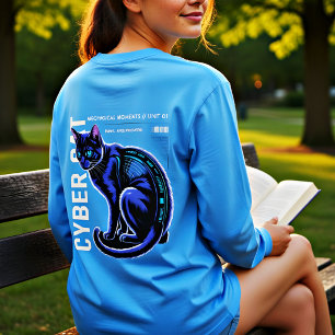 Cyberpunk Katt Långärmad Söt Present för Kvinnor T Shirt