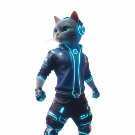 Cyberpunk Katt Nyckelring Magnet – Neon Teknik Des