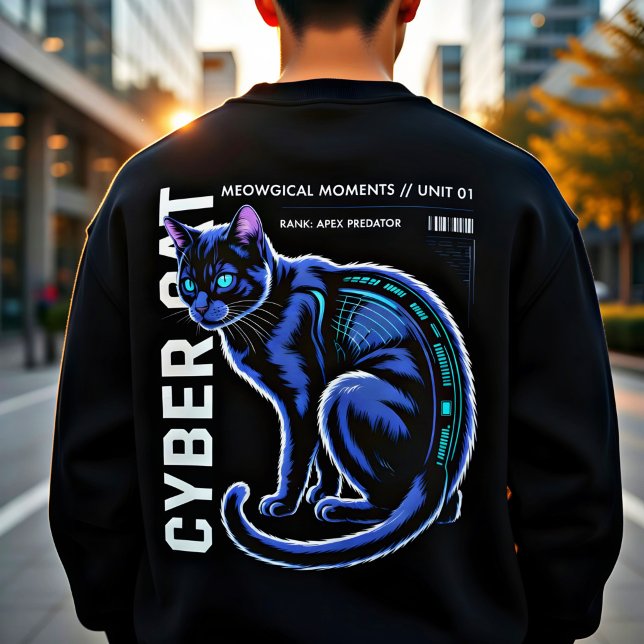 Cyberpunk Katt Söt Present för Sci-Fi Fans Lång Ärmad Tröja (Skapare uppladdad)