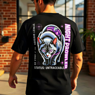 Cyberpunk Katt Tröja Neon Natt Prowler Tech Gåva