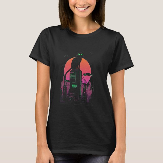 Cyberpunk Kattunge Katt T Shirt (Framsida)
