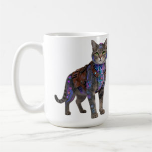 Cyberpunk-kretskat – Neon-Tech-djur Kaffemugg