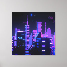 Cyberpunk lila City AI art canvas