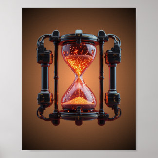 Cyberpunk Mecha Timglas Neon Spelplansch Poster