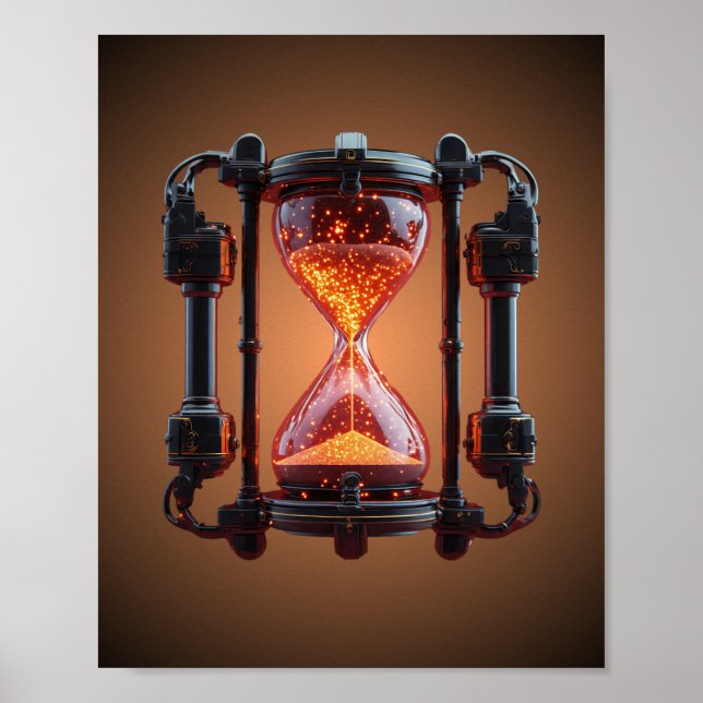 Cyberpunk Mecha Timglas Neon Spelplansch Poster (Framsidan)