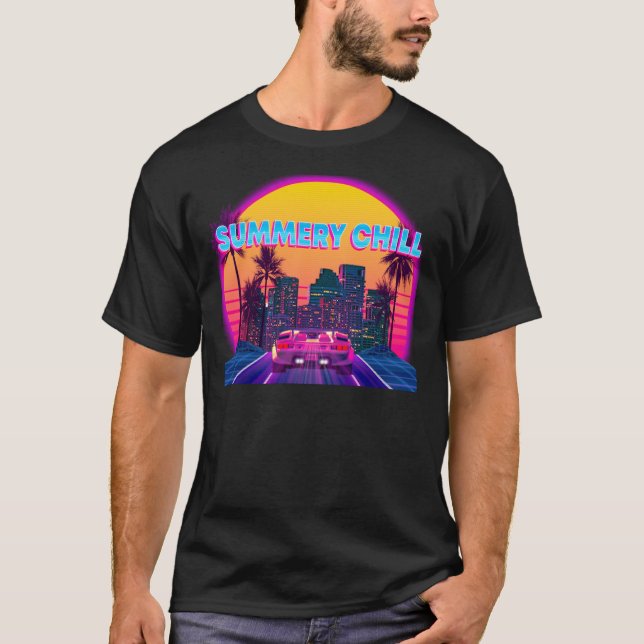 Cyberpunk med Summery Chill vibes! Classic T-Shir T Shirt (Framsida)
