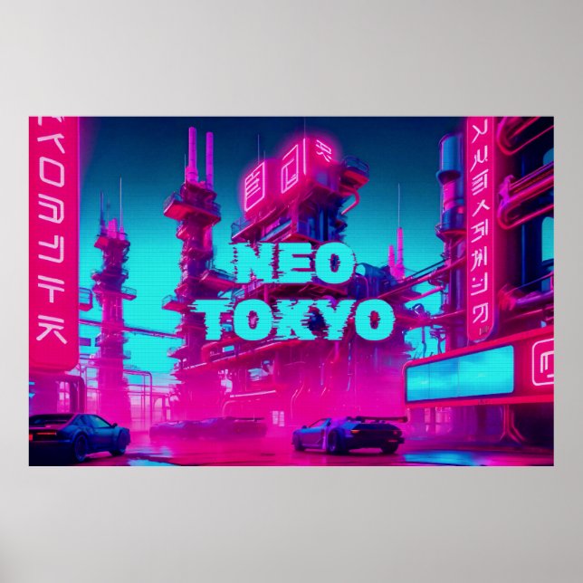Cyberpunk Neo Tokyo Synthwave Street Sci-Fi Poster (Framsidan)