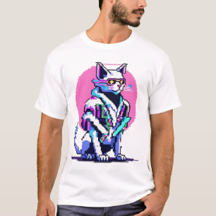 Cyberpunk Neon Cat Blade Master T Shirt