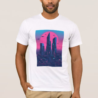 Cyberpunk Neon City Aesthetic for Sci-Fi and Tech T Shirt