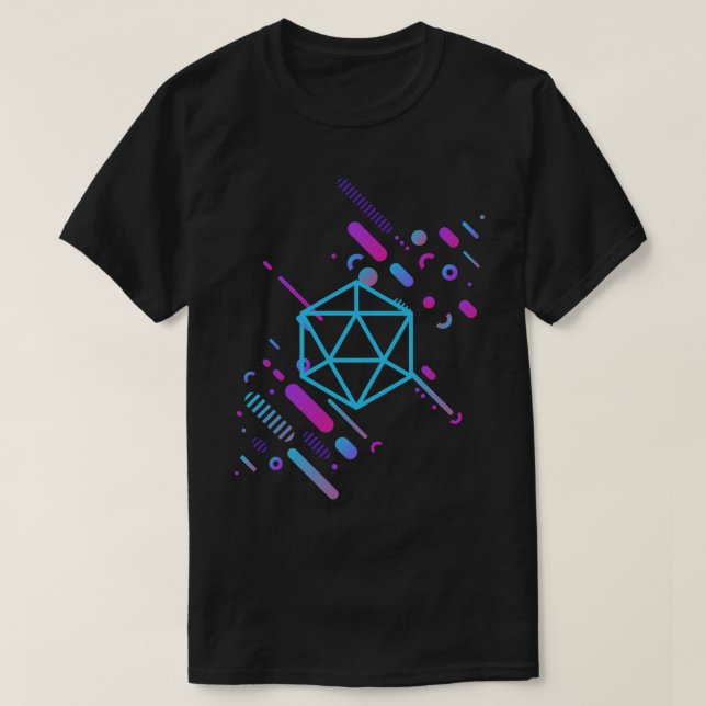 Cyberpunk Neon D20 Dice Tabletop RPG T Shirt (Design framsida)
