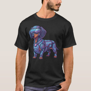 Cyberpunk Neon Dackel Futuristisk Spelare T Shirt