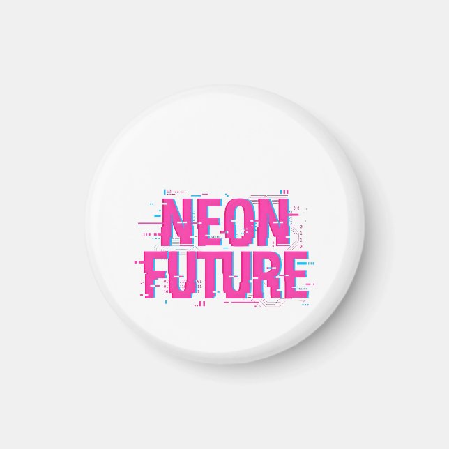 Cyberpunk Neon Framtid Glitch Typografi Magnet (Framsidan)