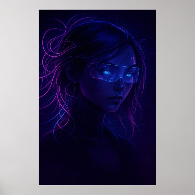 Cyberpunk Neon Girl Portrait – Futuristic Sci-Fi Poster (Framsidan)