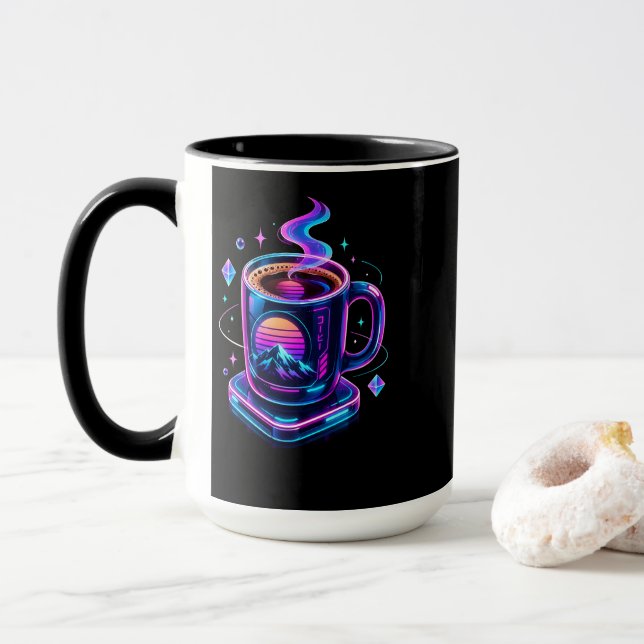 Cyberpunk Neon Kaffe Mugg (Med munk)