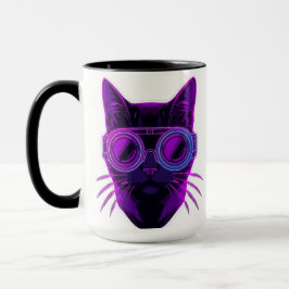 Cyberpunk Neon Katt Kaffe Mugg - Futuristisk Estet