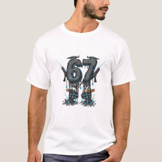 Cyberpunk Neon Number Sixty-Seven Futuristic Sci-F T Shirt