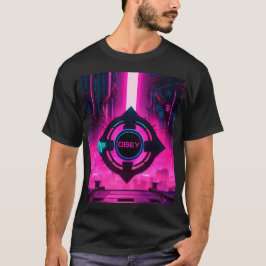 Cyberpunk Neon Obey Dystopian Sci-Fi City T Shirt