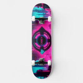 Cyberpunk Neon Obey Streetwear Sci-Fi City Mini Skateboard Bräda 18,5 Cm