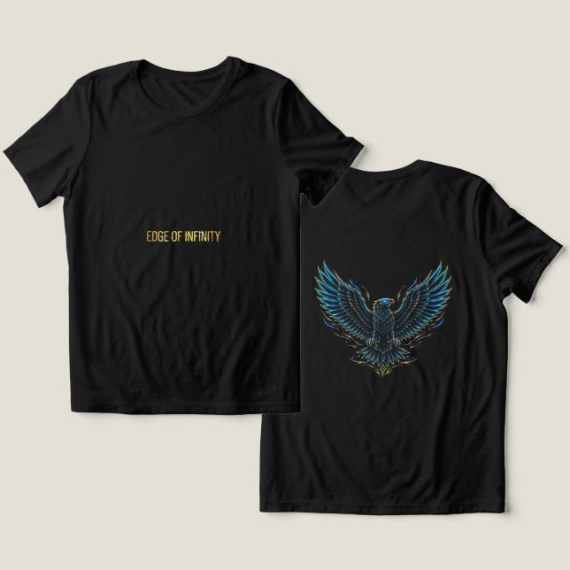 Cyberpunk Neon Örn Glitch T-Shirt (Design fram och bak)