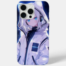 Cyberpunk Neon Puls Anime Flicka