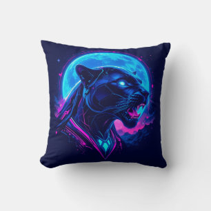 Cyberpunk Neon Svart Panter Kudde