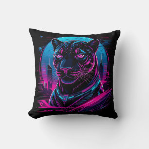 Cyberpunk Neon Svart Panter Kudde