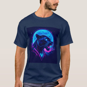 Cyberpunk Neon Svart Panter T Shirt