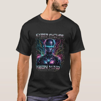 cyberpunk neon t-shirt design med en futuristisk
