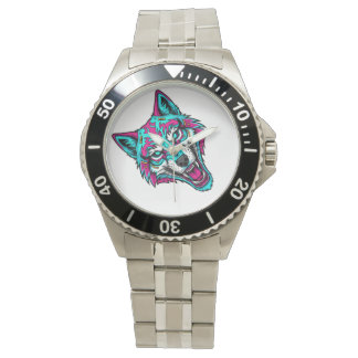 Cyberpunk Neon Varg - Synthwave Robotdjur Armbandsur