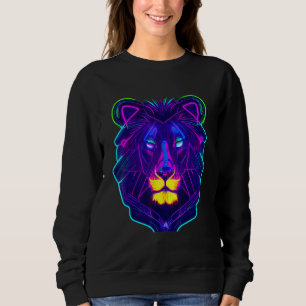 Cyberpunk Neonljus Leon Unikt Djur Kung Färg T Shirt