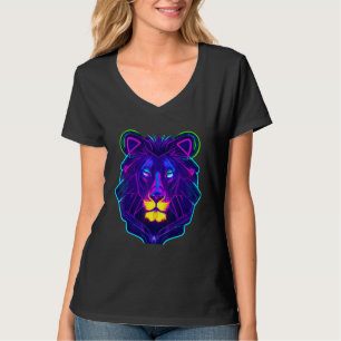 Cyberpunk Neonljus Leon Unikt Djurkung Färg T Shirt