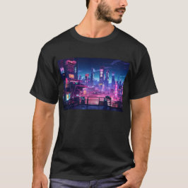Cyberpunk Night City Rooftop T Shirt