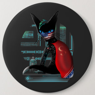 Cyberpunk Ninja Black Cat Knapp