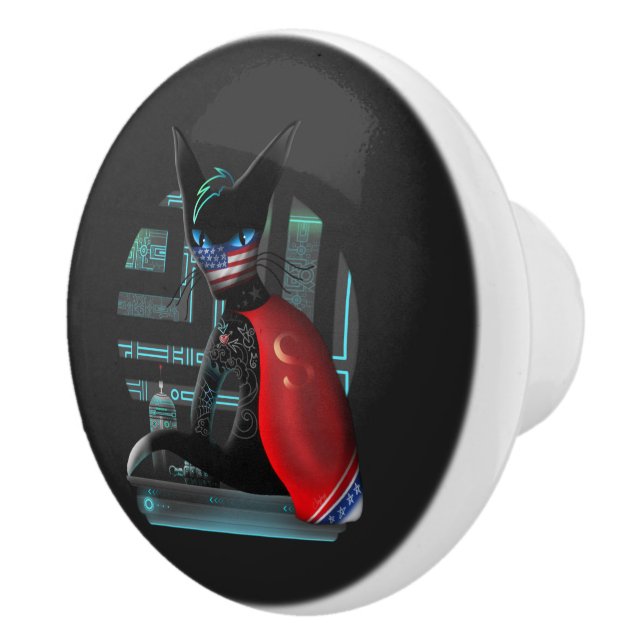 Cyberpunk Ninja Black Cat Knopp (Höger)