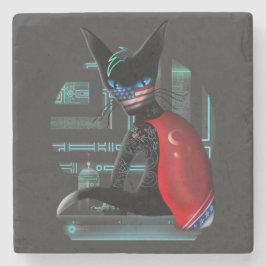 Cyberpunk Ninja Black Cat Underlägg Sten