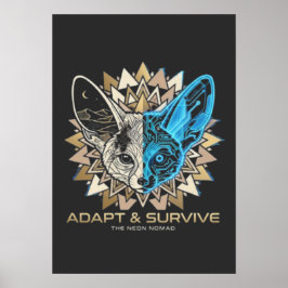 Cyberpunk Ökenräv Geometrisk Poster