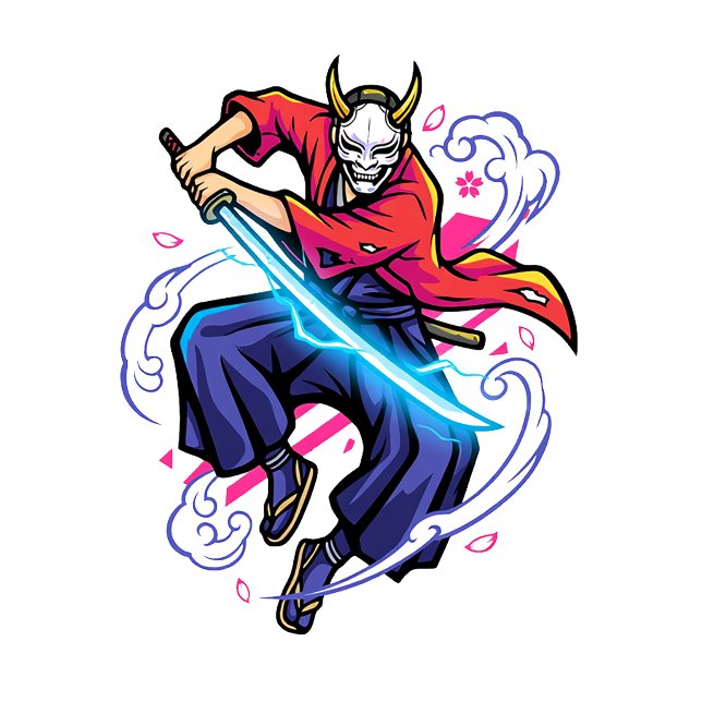 Cyberpunk Oni Samurai - Elektrisk Katana Japansk  Mugg (Skapare uppladdad)