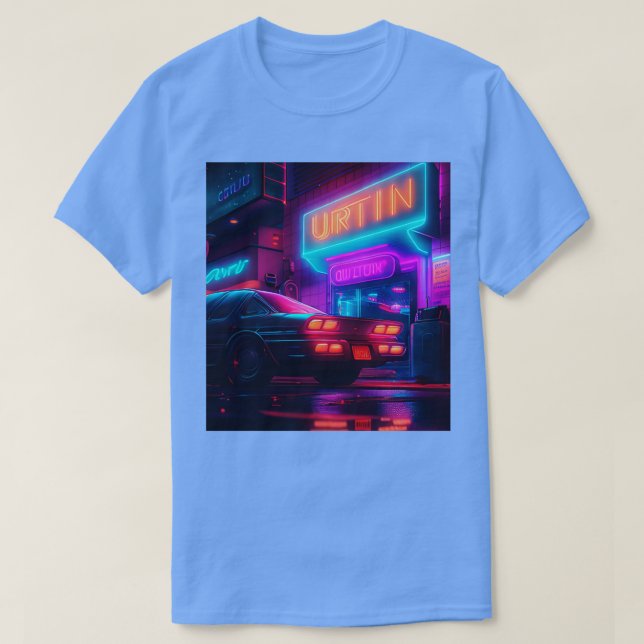 Cyberpunk Outrun City Automobile Futuristiska AI G T Shirt (Design framsida)
