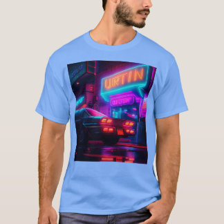 Cyberpunk Outrun City Automobile Futuristiska AI G T Shirt
