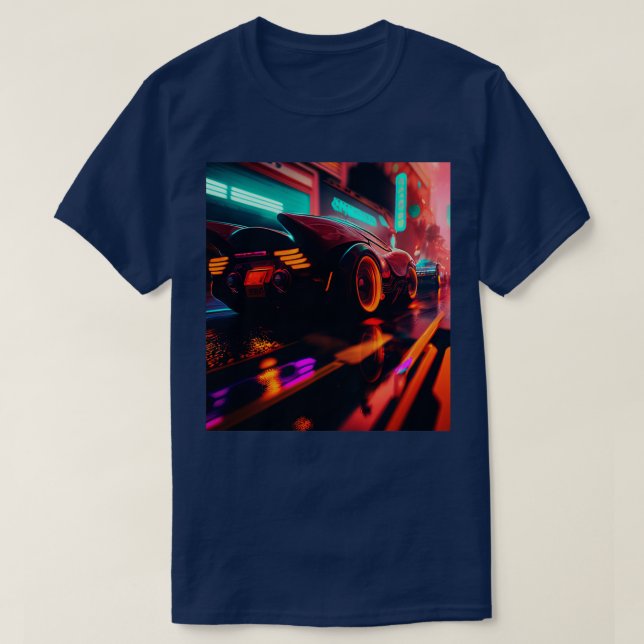 Cyberpunk Outrun City Automobile Futuristiska AI G T Shirt (Design framsida)