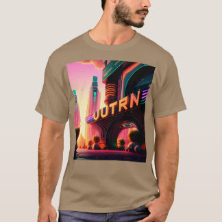 Cyberpunk Outrun City Futuristiska AI Generated Ar T Shirt